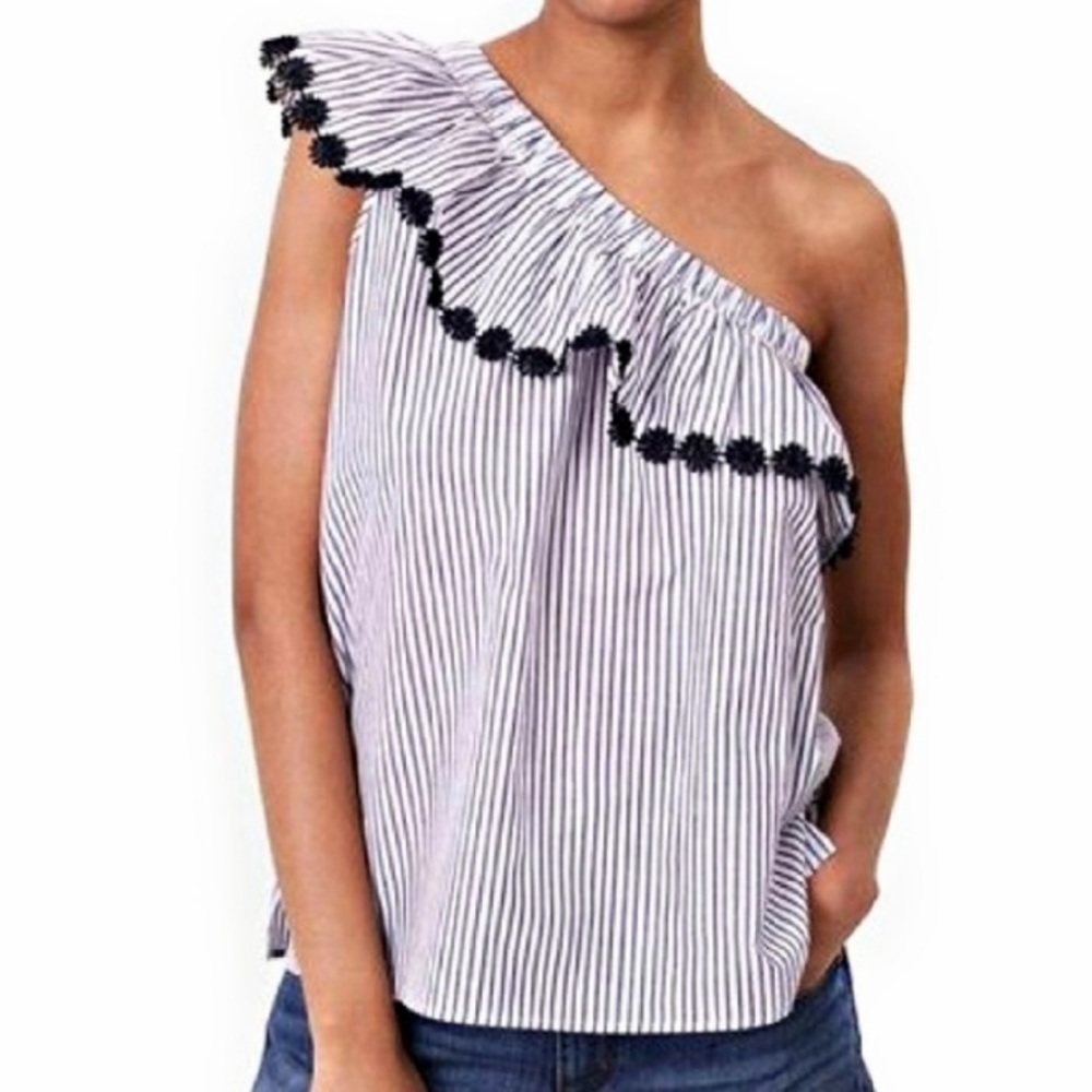 Loft one-shoulder striped top